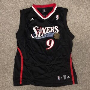 Adidas Black and Red Sixers Throwback Andre Iguodala Jersey
